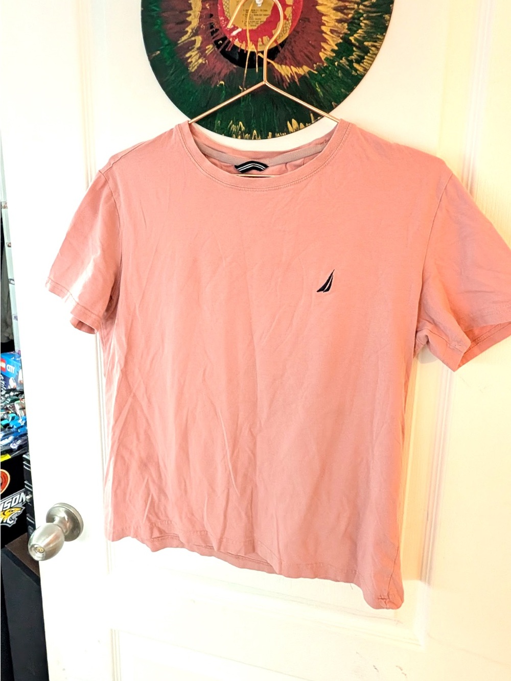 Nautica Salmon Pink Short Sleeve Crewneck Tee with Sail Logo